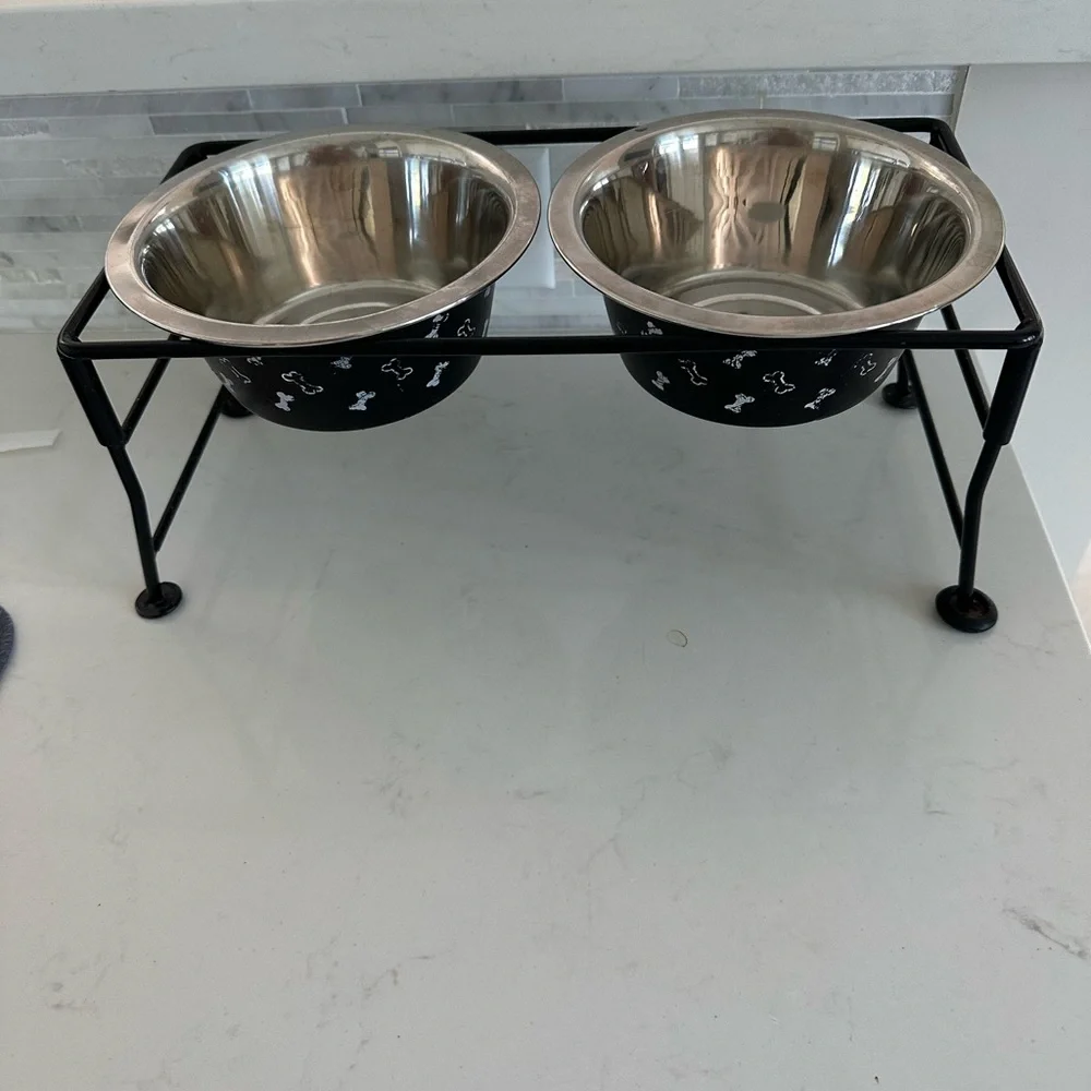 Stainless Steel Double Pet Bowl with Stand